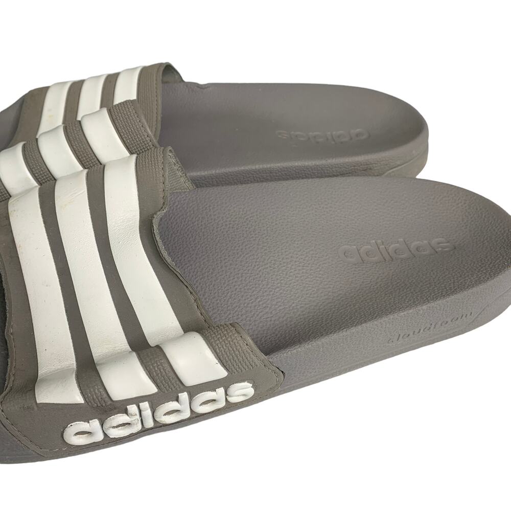 Adidas Adilette Shower Slides Men's Gray White Size 10